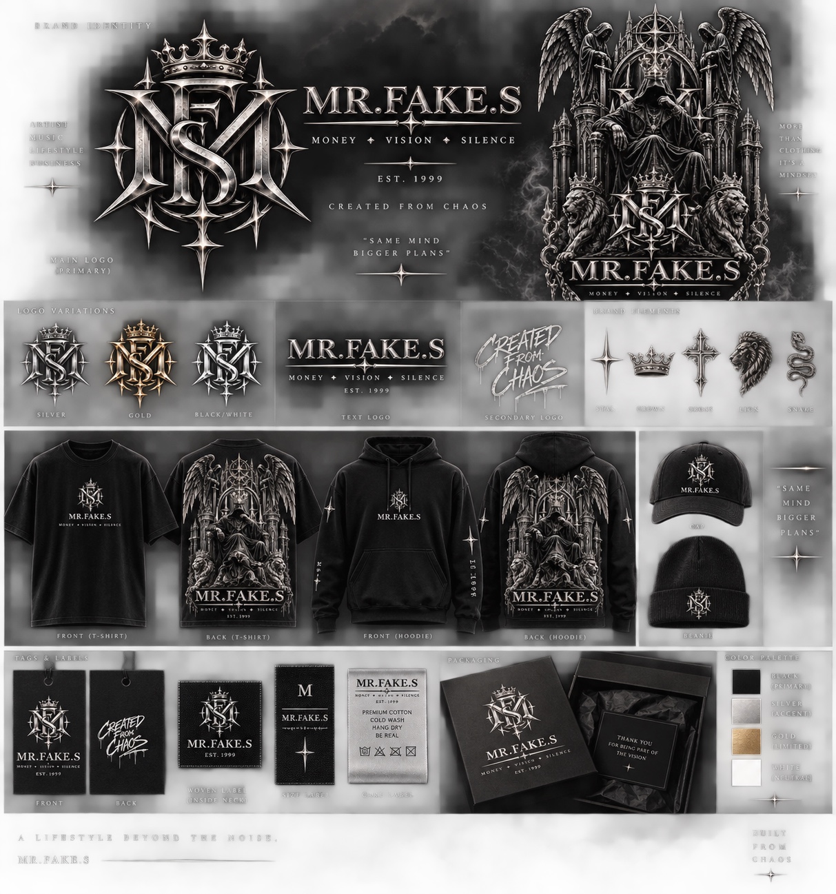MR.FAKE.S brand identity board